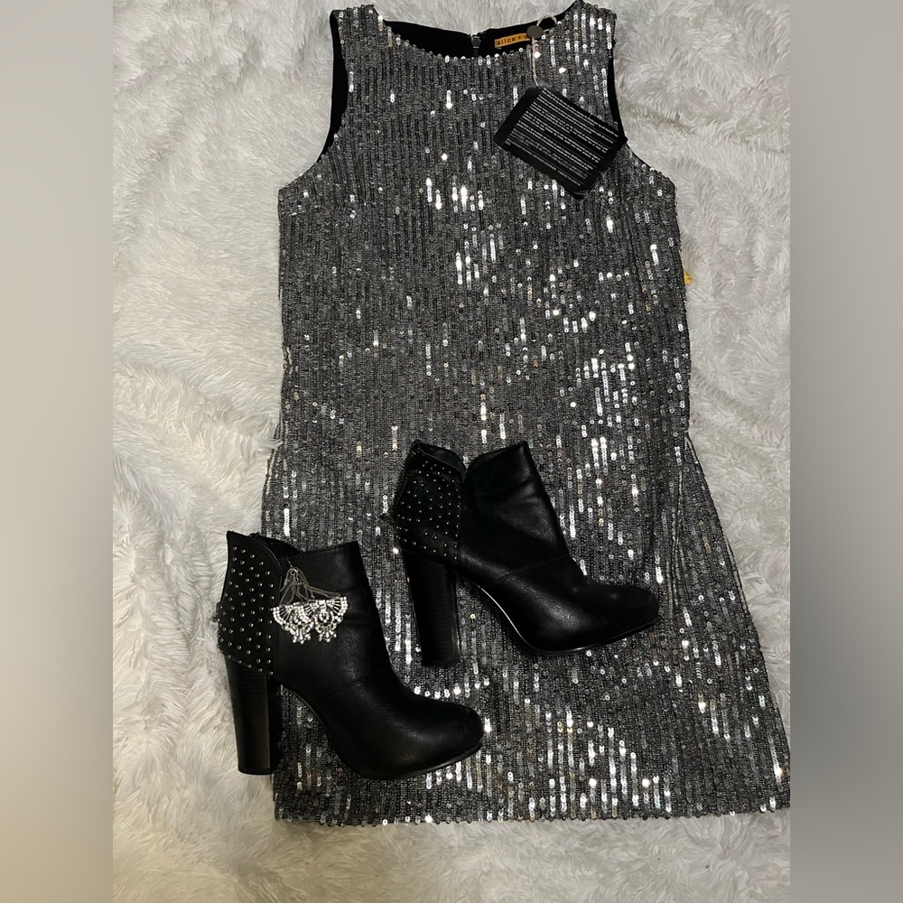 Alice + Olivia dot sequin shift dress